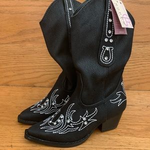 Kids Roper Black Cowboy Boots Size 11